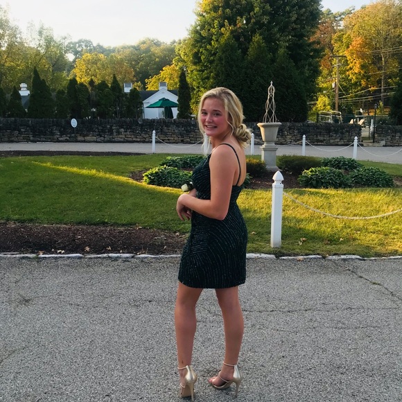 HOCO or winter formal dress. Teal green size 2. Worn once, perfect condition. - Picture 5 of 5